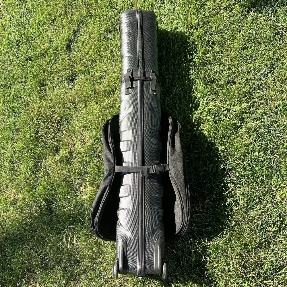 Bag Boy Hard Sided Wheeled Rolling Carbon Fiber Travel Golf Bag Raincover Strap